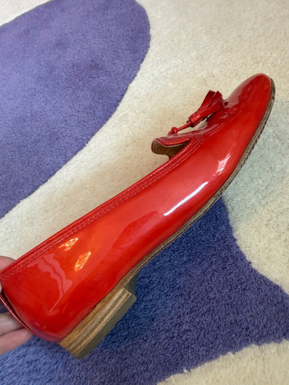 Paul Green Glossy Orange Patent Tassel Loafers - Picture 8 of 10